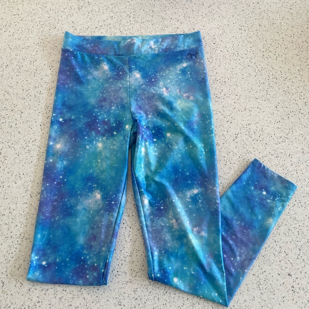 PINK Victoria's Secret Blue Galaxy Leggings size M